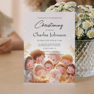 Kind en familie illustratie Zoon doop Kaart
