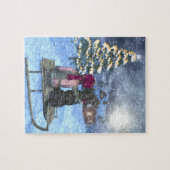 Kind en hond die naar de Santa Puzzle kijkt Legpuzzel (Horizontaal)