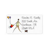 Kind en hond in sleepboot Adreslabel Etiket (Voorkant)