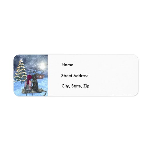 Kind en Hond kijken voor Santa Labels (Voorkant)