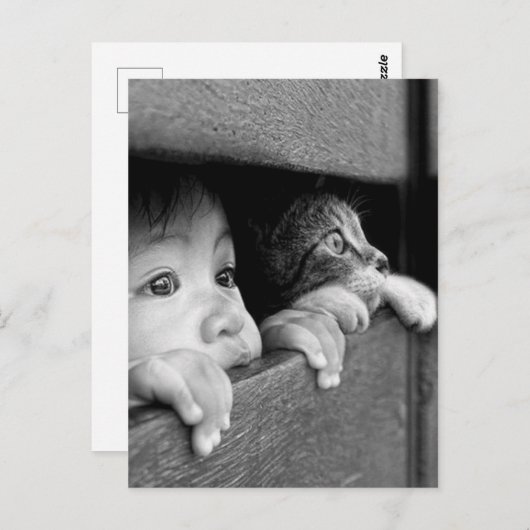 Kind en kat briefkaart (Voorkant / Achterkant)