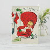  kind en kat wachten op de kerstman feestdagenkaart (Staand voorkant)