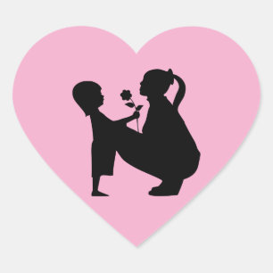 Kind en moeder hartvormige Sticker