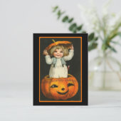 Kind en pompoen briefkaart (Staand voorkant)