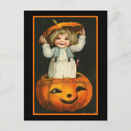 Kind en pompoen briefkaart (Voorkant)