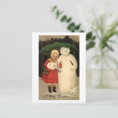 Kind- en Snowman-kerstkaart Feestdagenkaart (Staand voorkant)