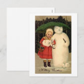 Kind- en Snowman-kerstkaart Feestdagenkaart (Voorkant / Achterkant)