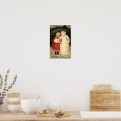 Kind- en Snowman-kerstkaart Poster (Keuken)