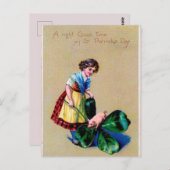 kind en varken op St Patrick's Day Briefkaart (Voorkant / Achterkant)