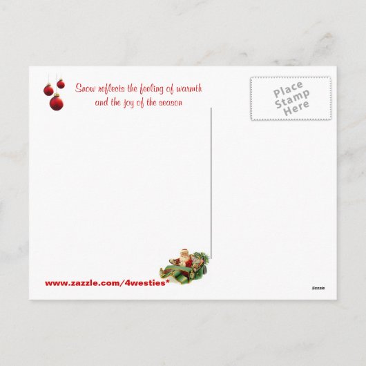 kind en Westie wensen voor vrolijk kerstfeest Feestdagenkaart (Achterkant)