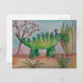 Kind en zijn huisdier dinosaurus briefkaart (Voorkant / Achterkant)