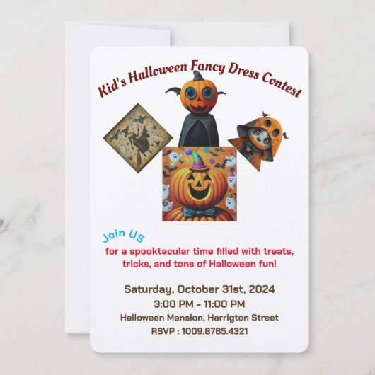 Kind Fancy-Dress Halloween Party Contest Kaart (Voorkant)