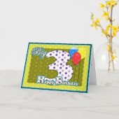 Kind Fijne derde verjaardag, Balloons Big Birthday Kaart (Gele Bloem)