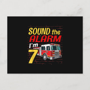 Kind Fire Truck 7th Birthday Party Gift Firefighte Feestdagenkaart