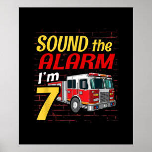 Kind Fire Truck 7th Birthday Party Gift Firefighte Poster