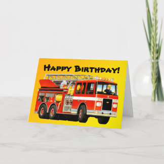 Kind Fire Truck Custom Happy Birthday Kaart