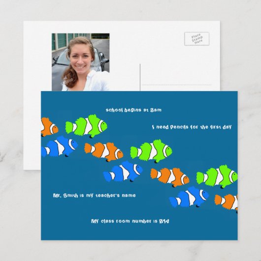 Kind Fish Student Welkomstdocent Fotokaart Briefkaart (Voorkant / Achterkant)