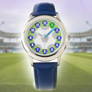 Kind Football volgen met blauwe Shirten Horloge