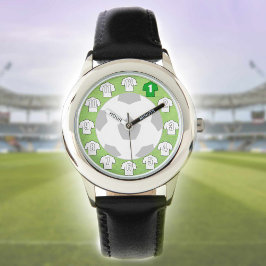 Kind Football volgen met witte Shirten Horloge