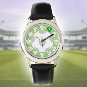 Kind Football volgen met witte Shirten Horloge