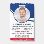 Kind Foto ID Aangepaste Noodidentificatie Badge (Front)