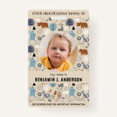 Kind Foto ID Noodsituatie Schattigee Bos Dieren Ki Badge (Voorkant)