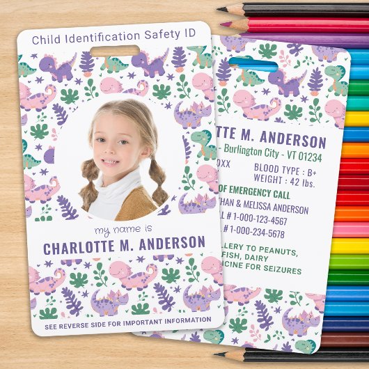 Kind Foto Noodsituatie ID Schattigee Kinder Identi Badge
