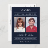 Kind Foto Sla de datum op | Marineblauw Briefkaart (Voorkant / Achterkant)