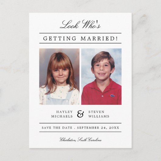 Kind Foto Sla de datum op | Wit Briefkaart (Voorkant)