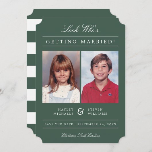 Kind Foto's Old School Classic Styled | Sage Save The Date (Voorkant / Achterkant)