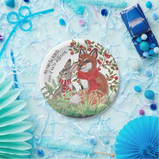 Kind Fox Konijnenkonijn Berry Vakantie Kerst Schat Papieren Bordje (Feest)