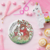 Kind Fox Konijnenkonijn Berry Vakantie Kerst Schat Papieren Bordje (Feest)