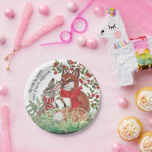 Kind Fox Konijnenkonijn Berry Vakantie Kerst Schat Papieren Bordje (Feest)