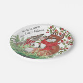 Kind Fox Konijnenkonijn Berry Vakantie Kerst Schat Papieren Bordje (Gekanteld)