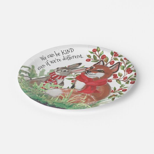 Kind Fox Konijnenkonijn Berry Vakantie Kerst Schat Papieren Bordje (Gekanteld)