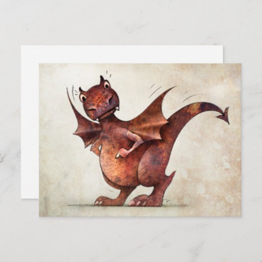Kind Funny Little Dragon Briefkaart (Voorkant / Achterkant)