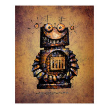 Kind Funny Rusty Steampunk Robot Art