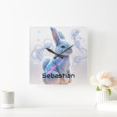 Kind Galaxy Blue Bunny Vierkante Klok (Huis)