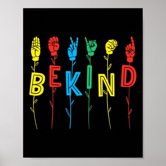 Kind Gebarentaal Hand Autisme Bewustzijn Asl Inter Poster (Voorkant)