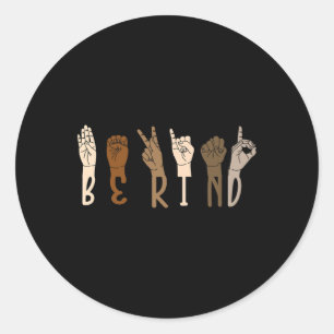 Kind Gebarentaal Hand Melanine Tolk Asl Te Ronde Sticker
