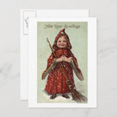 Kind Gedrukt in rode kleding Briefkaart (Voorkant / Achterkant)