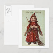Kind Gedrukt in rode kleding Briefkaart (Voorkant / Achterkant)