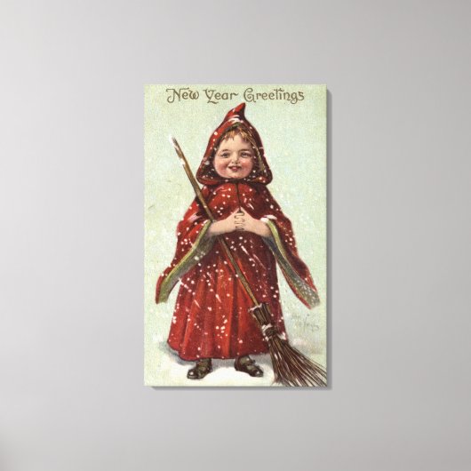 Kind Gedrukt in rode kleding Canvas Afdruk (Voorkant)