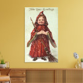 Kind Gedrukt in rode kleding Canvas Afdruk (Insitu (Woonkamer))