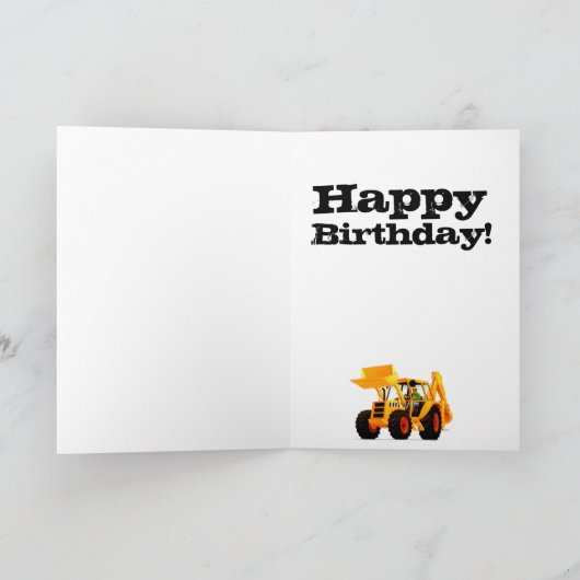 Kind - Gele Digger - Aangepast - vierde verjaardag Kaart (Binnen)