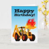 Kind - Gele Digger - Aangepast - vierde verjaardag Kaart (Gele Bloem)