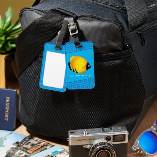 Kind gele vis op blauw patroon Bagagelabel (Voorkant /achterkant)