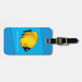 Kind gele vis op blauw patroon Bagagelabel (Voorkant horizontaal)