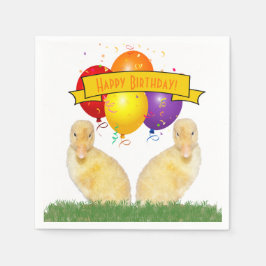 Kind Gelukkige Verjaardag Gele Eendjes Ballonnen Servet