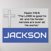 Kind gepersonaliseerde blauw grijs bijbels poster (Voorkant)